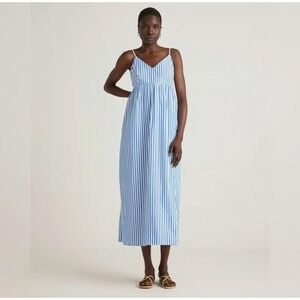 Quince 100% Organic Cotton Sleeveless Maxi Dress Women's M Azure Stripe Coastal